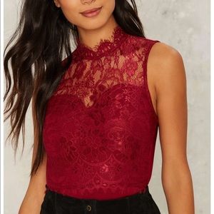 Red lace holiday body suite